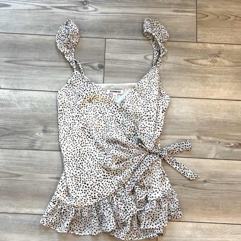 Express - Printed Ruffle Wrap Tie Cami